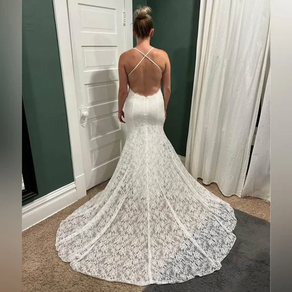 princess polly baby blue dress David's Bridal | Dresses | Brand New Ivory Backless Lace Wedding Dress  Davids Bridal
